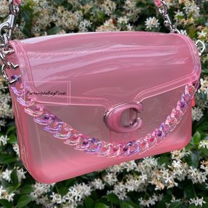 Pastel Jelly Pink & Purple Ombre Rainbow Triple Hearts Resin Novelty Bag Strap